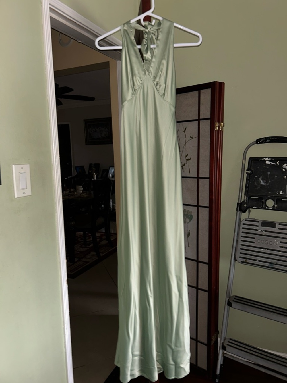 Peppermayo Satin Dress in Sage Green